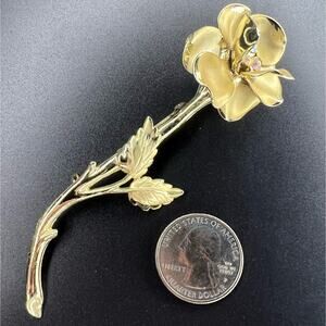 Vintage Large Statement Brooch Gold Tone AB Rindstones Flower Rose 3.75”